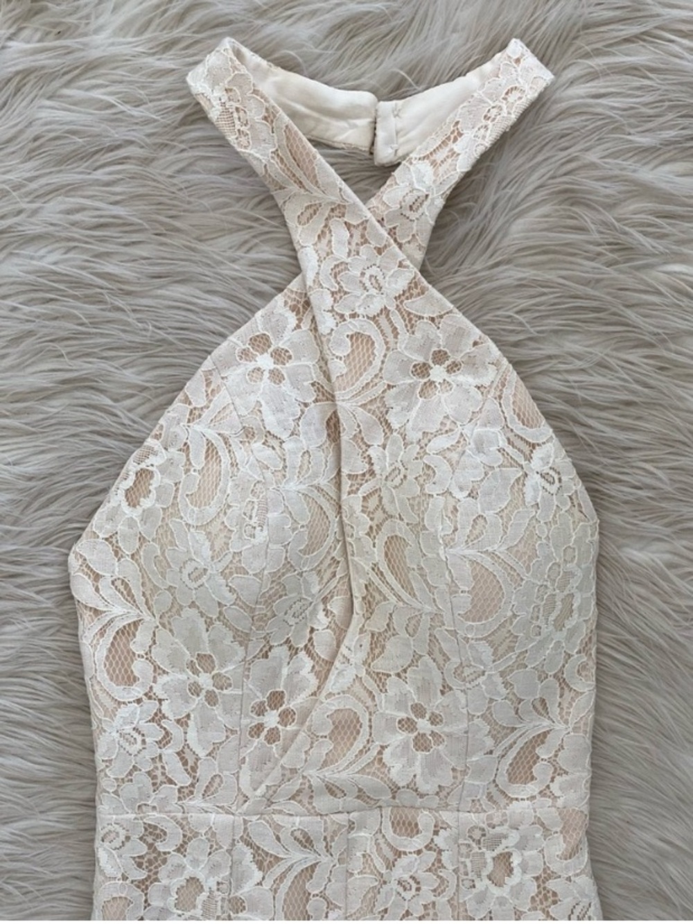 Jarlo Priscilla Maxi Dress Cream White Lace Halter Neck Sleeveless Gown 2 Petite - Picture 4 of 16